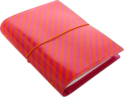 Filofax A5 Domino Patent Organiser - Orange/Pink Stripes