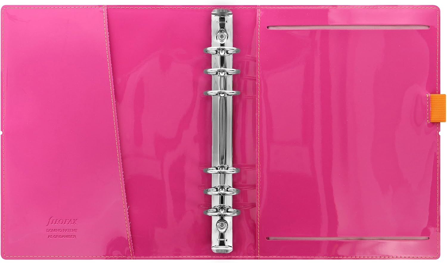 Filofax A5 Domino Patent Organiser - Orange/Pink Stripes