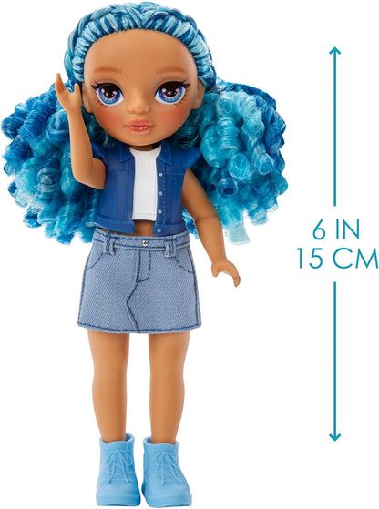 Rainbow High Littles - Sapphire Bradshaw - Small, Posable Fashion Doll – Blue 14 cm Tall Doll with Purse and Magical Pet Yeti - Suitable for Kids and Collectors