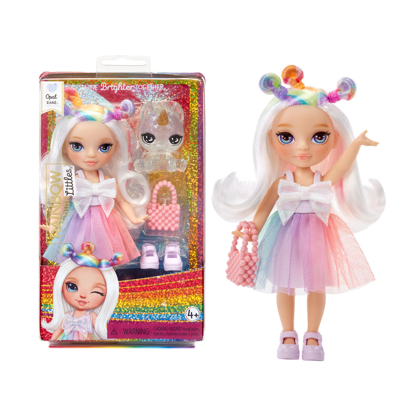 Rainbow High Littles - Opal Raine - Small, Posable Fashion Doll – Rainbow 14 cm Tall Doll with Purse and Magical Pet Unicorn - Suitable for Kids and Collectors