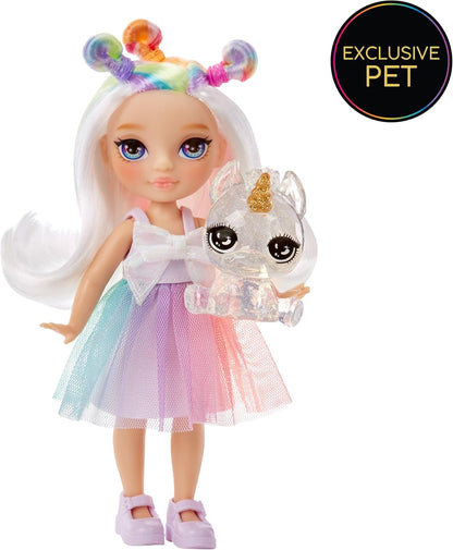Rainbow High Littles - Opal Raine - Small, Posable Fashion Doll – Rainbow 14 cm Tall Doll with Purse and Magical Pet Unicorn - Suitable for Kids and Collectors