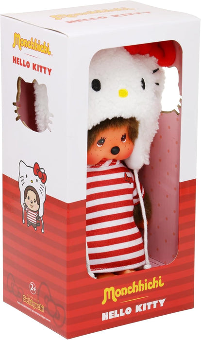Bandai - Monchhichi - Monchhichi Hello Kitty Plüsch - Ikonischer Affenplüsch der 80er Jahre - Weicher 20cm Plüsch für Kinder, Erwachsene - Hello Kitty Mütze - Spielzeug für Kinder ab 2 Jahren SE252848