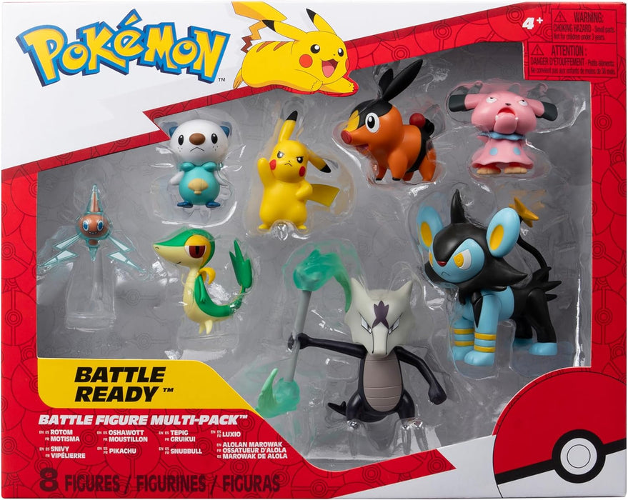 PKW - Battle Figure Multipack (8PK: Tepig, Oshawott, Snivy with Stand, Rotom with Stand, Pikachu #5, Snubull, Alolan Marowak, Luxio) W12