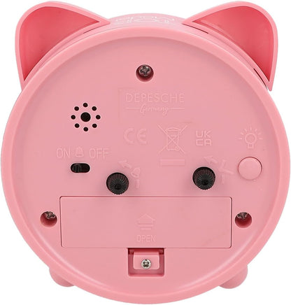 Depesche 13226 TOPModel Floral Alarm Pink for Children with Model Motif and Ears, Silent Clock with Light Function, Battery Included, Multicoloured