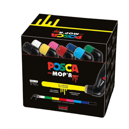 POSCA uni-ball 183208 - POSCA Markeerstift MOP'R PCM-22, set van 8, ronde stempelpunt 3 - 19 mm, ergonomische vorm