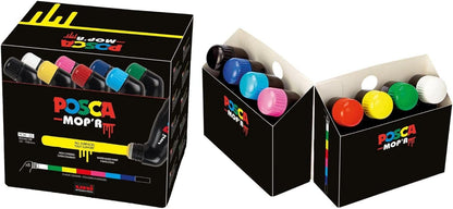 POSCA uni-ball 183208 - POSCA Markeerstift MOP'R PCM-22, set van 8, ronde stempelpunt 3 - 19 mm, ergonomische vorm
