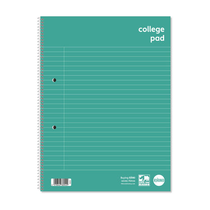 RHINO A4 College Pad, 8mm Lined + Margin, 70-Leaf/140-Page - 10-Pack - Spiral-Bound Pad with Pre-Punched Holes - Ideal for Schools, Students & all Note-Taking