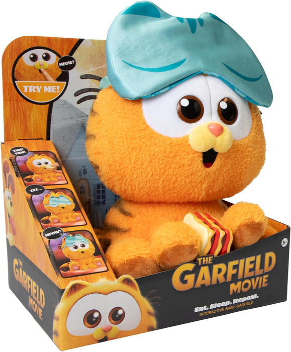 ANIMAGIC - Baby Garfield - Mascota Interactiva - para Niños y Niñas Desde 3 Años - Peluche Suave de Garfield - Dale de Comer y ponle a Dormir - Experiencia Sensorial