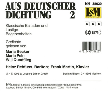 Aus Deutscher Dichtung 2 - Klassische Balladen und lustige Begebenheiten