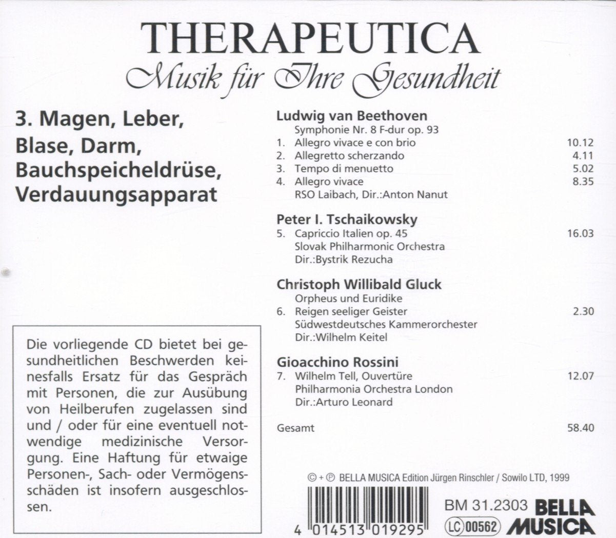 Therapeutica - Musik für Ihre Gesundheit - Vol. 3 (Magen, Leber, Blase, Darm, Bauchspeicheldrüse, Verdauungsapparat)