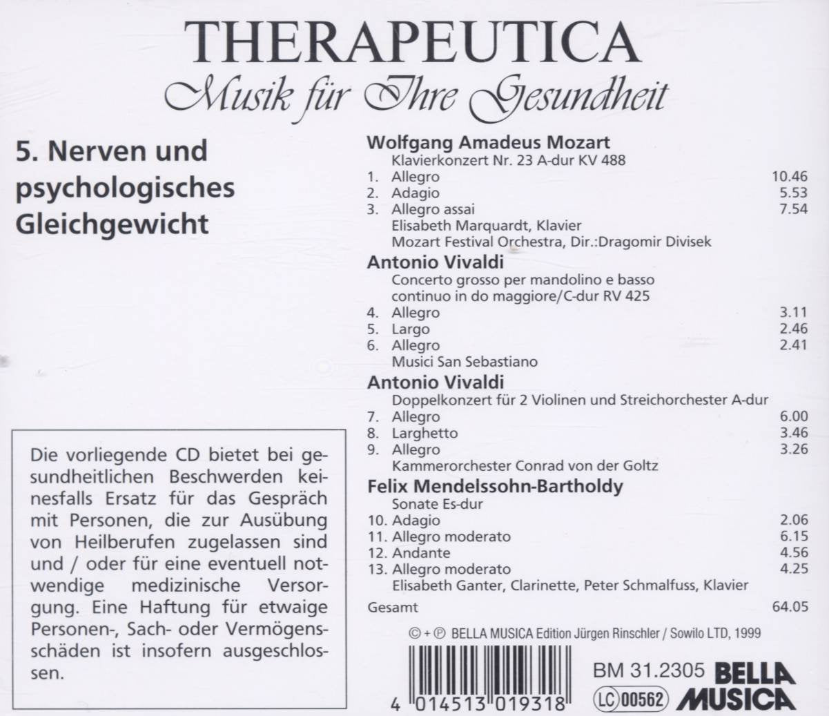 Therapeutica - Musik für Ihre Gesundheit - Vol. 5 (Nerven und psychologisches Gleichgewicht)