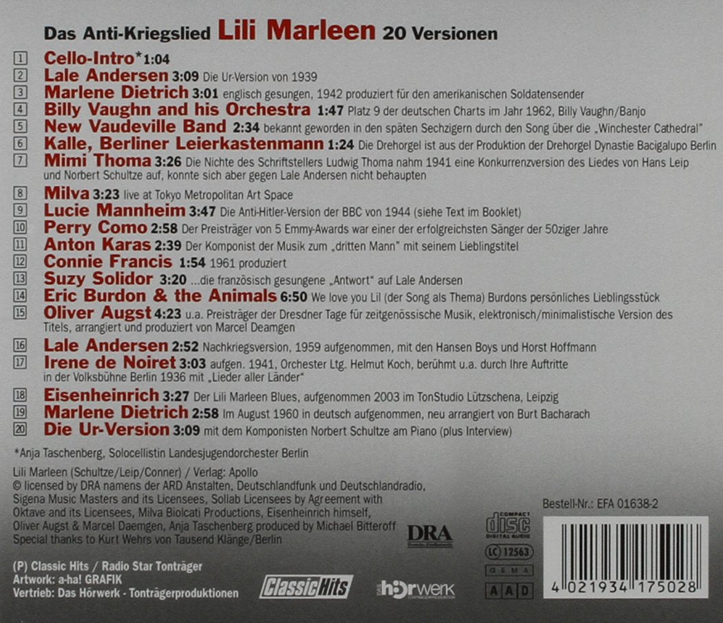 Lili Marleen,One Song Edition