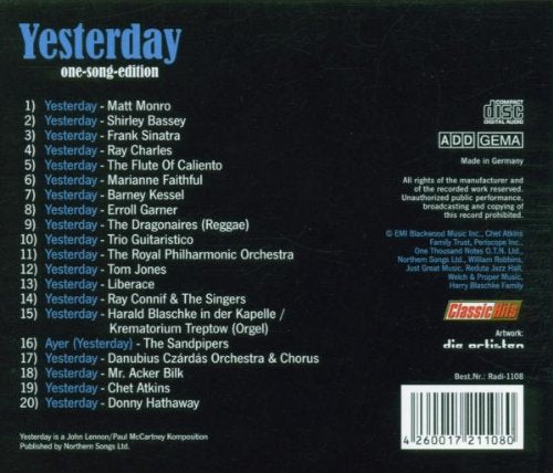 Yesterday - One Song Edition - 20 Versions
