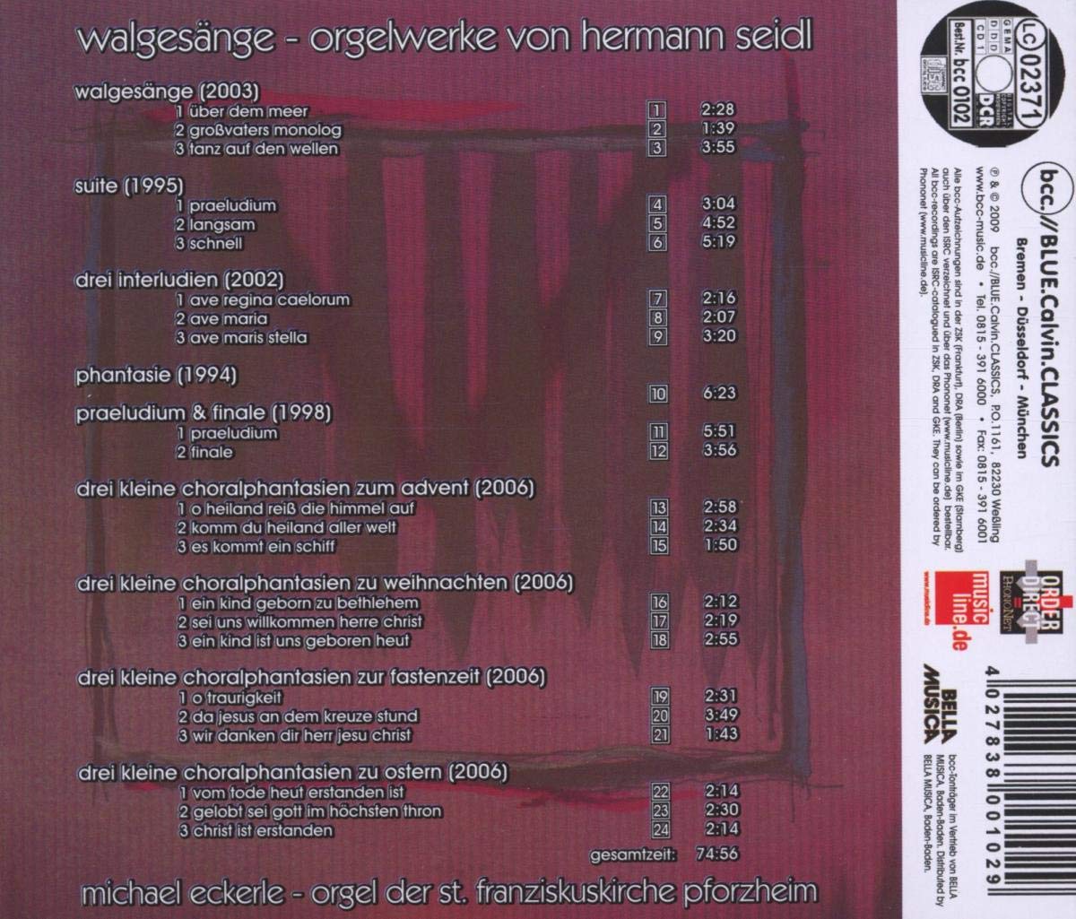 Walgesange-Orgelwerke Von Hermann Seidl