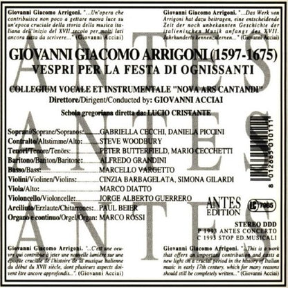 Giovanni Giacomo Arrigoni (1597-1675) - Vespri per la Festa di Ognissanti