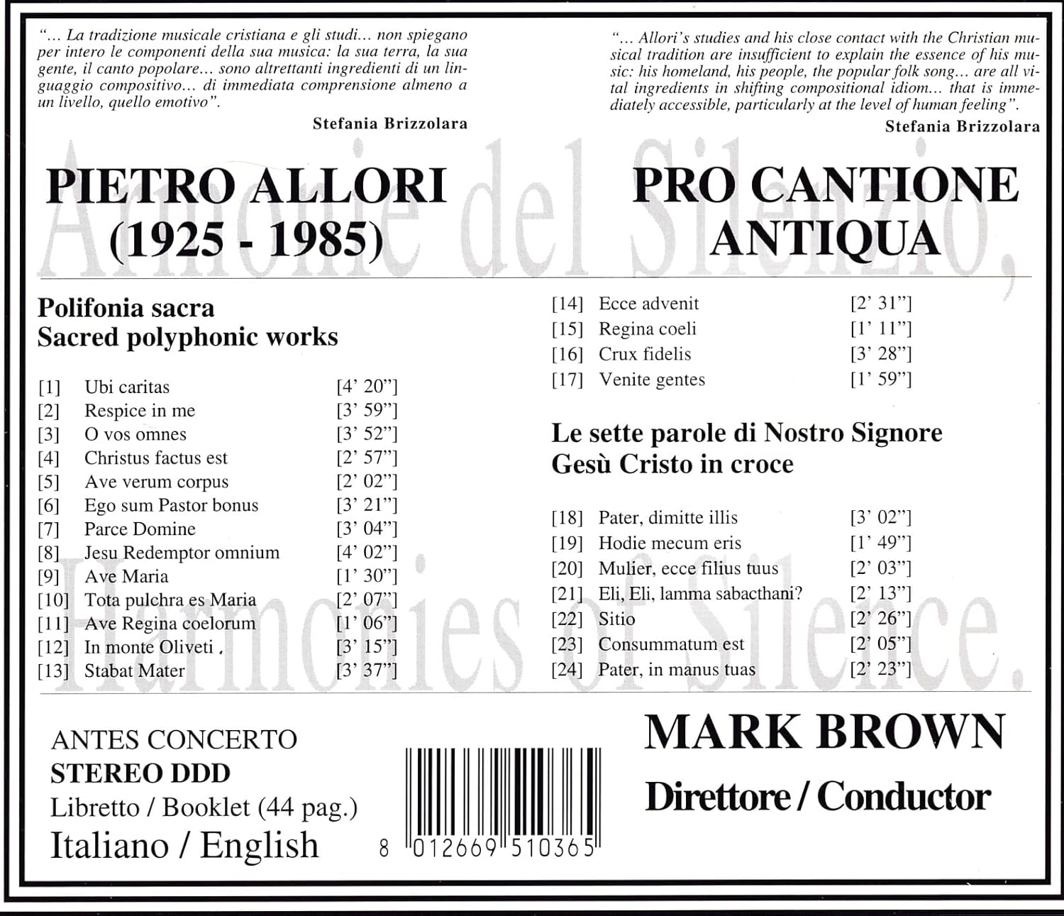 Sacred Polyphonic Works (Pro Cantione Antiqua)