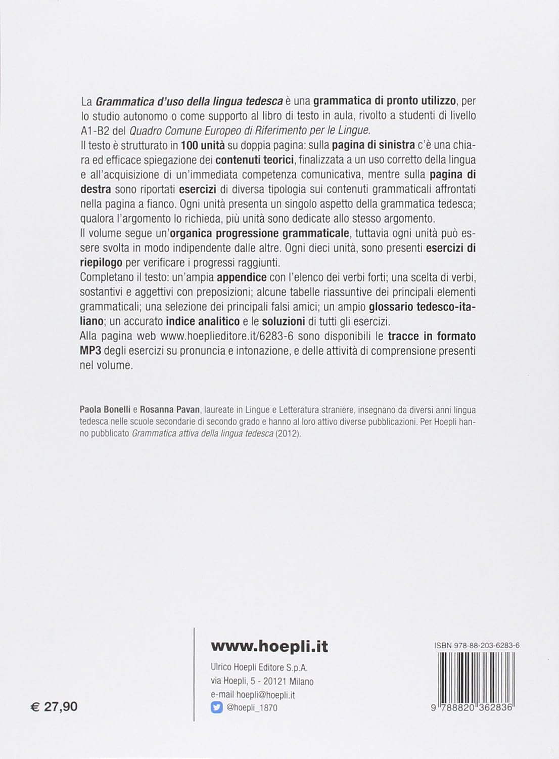 Paola Bonelli / Rosanna Pavan - Grammatica D`Uso Della Lingua Tedesca. Teoria Ed Esercizi Scaricabile Online. Con Cd Audio Formato Mp3