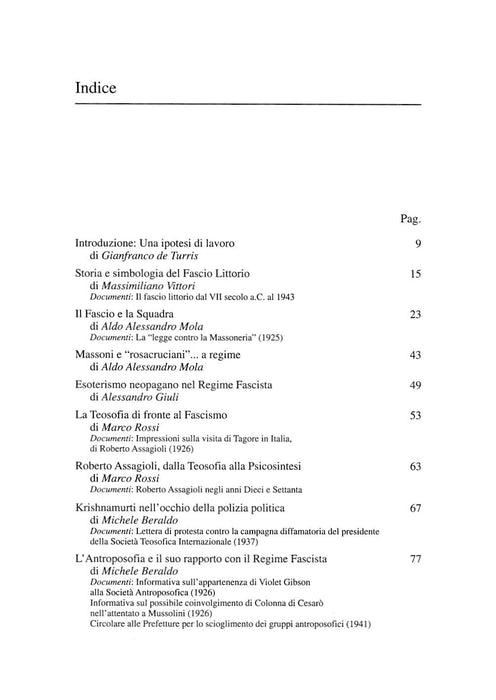 Esoterismo E Fascismo. Storia, Interpretazioni, Documenti