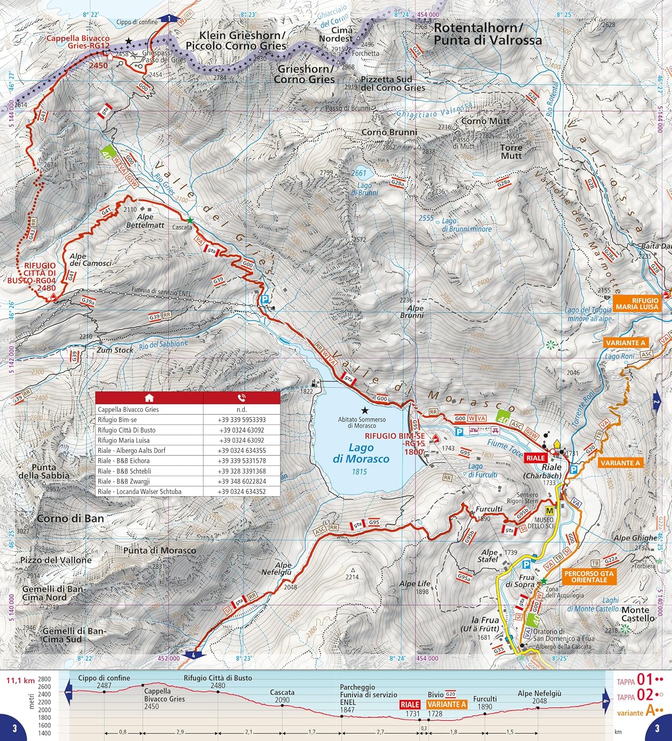 Grande traversata delle Alpi 1:25.000. GTA Nord. Dal Passo del Gries al Santuario di Oropa (Vol. 1
