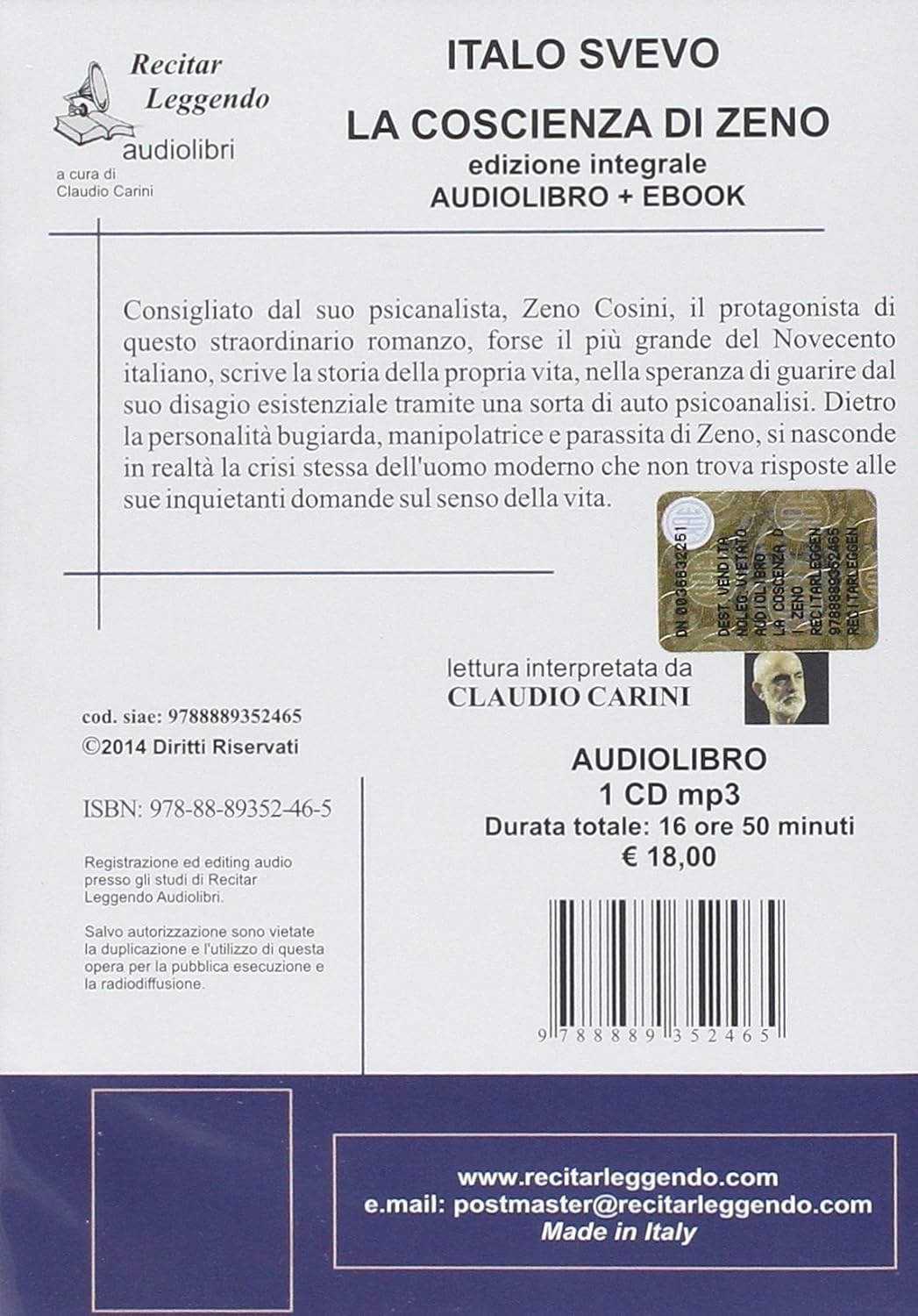 La coscienza di Zeno. Audiolibro. CD Audio formato MP3. Ediz. integrale