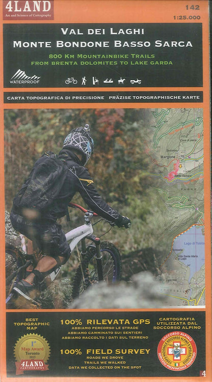 Val dei Laghi - Monte Bondone Basso Sarca 1 : 25 000: 800 km Mountainbike trails from Brenta Dolomites to Lake Garda