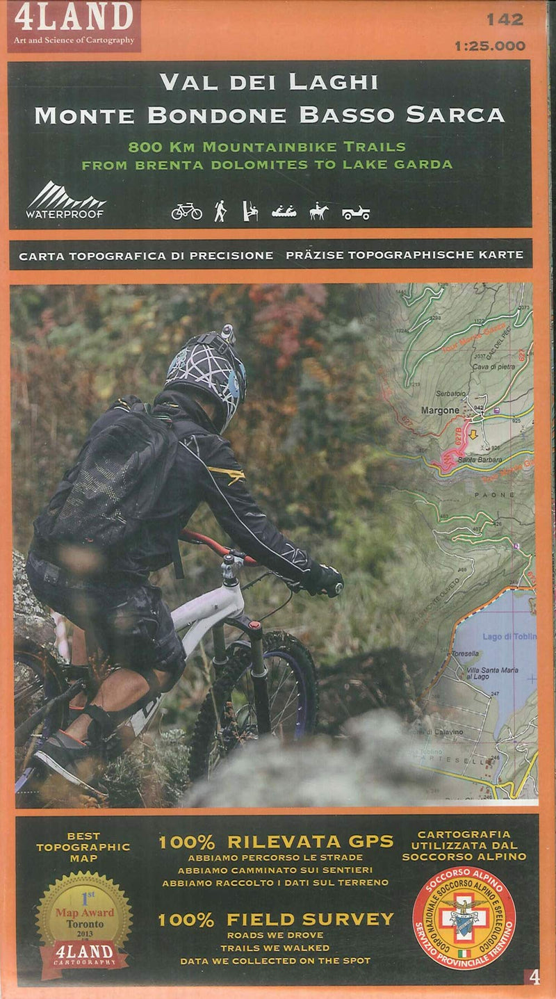Val dei Laghi - Monte Bondone Basso Sarca 1 : 25 000: 800 km Mountainbike trails from Brenta Dolomites to Lake Garda