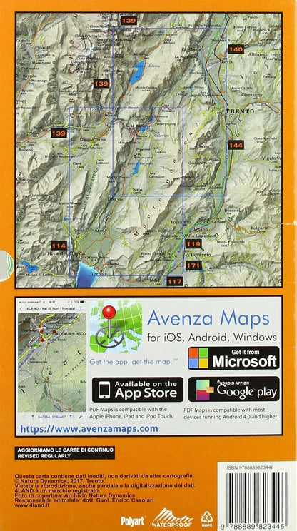 Val dei Laghi - Monte Bondone Basso Sarca 1 : 25 000: 800 km Mountainbike trails from Brenta Dolomites to Lake Garda