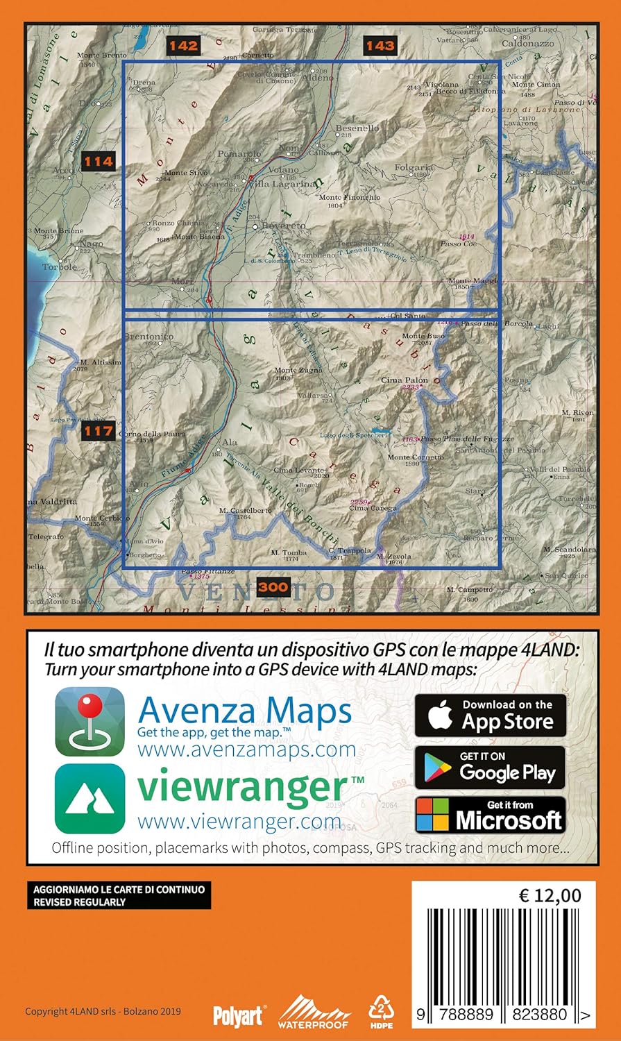 4LAND 171 - Pasubio Vallagarina - 1:25.000, GPS map, waterproof