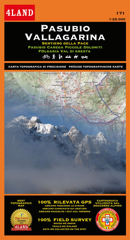 4LAND 171 - Pasubio Vallagarina - 1:25.000, GPS map, waterproof