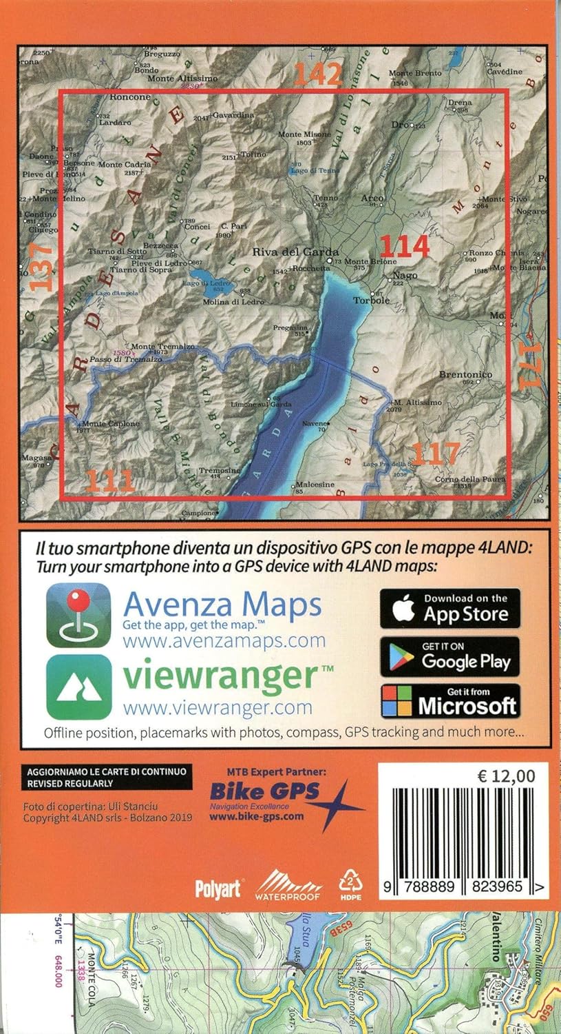 Alto Garda. Valle di Letro. Carta topografica di precisione 1:25.000 n. 114: 1500 KM MOUNTAINBIKE TRAILS