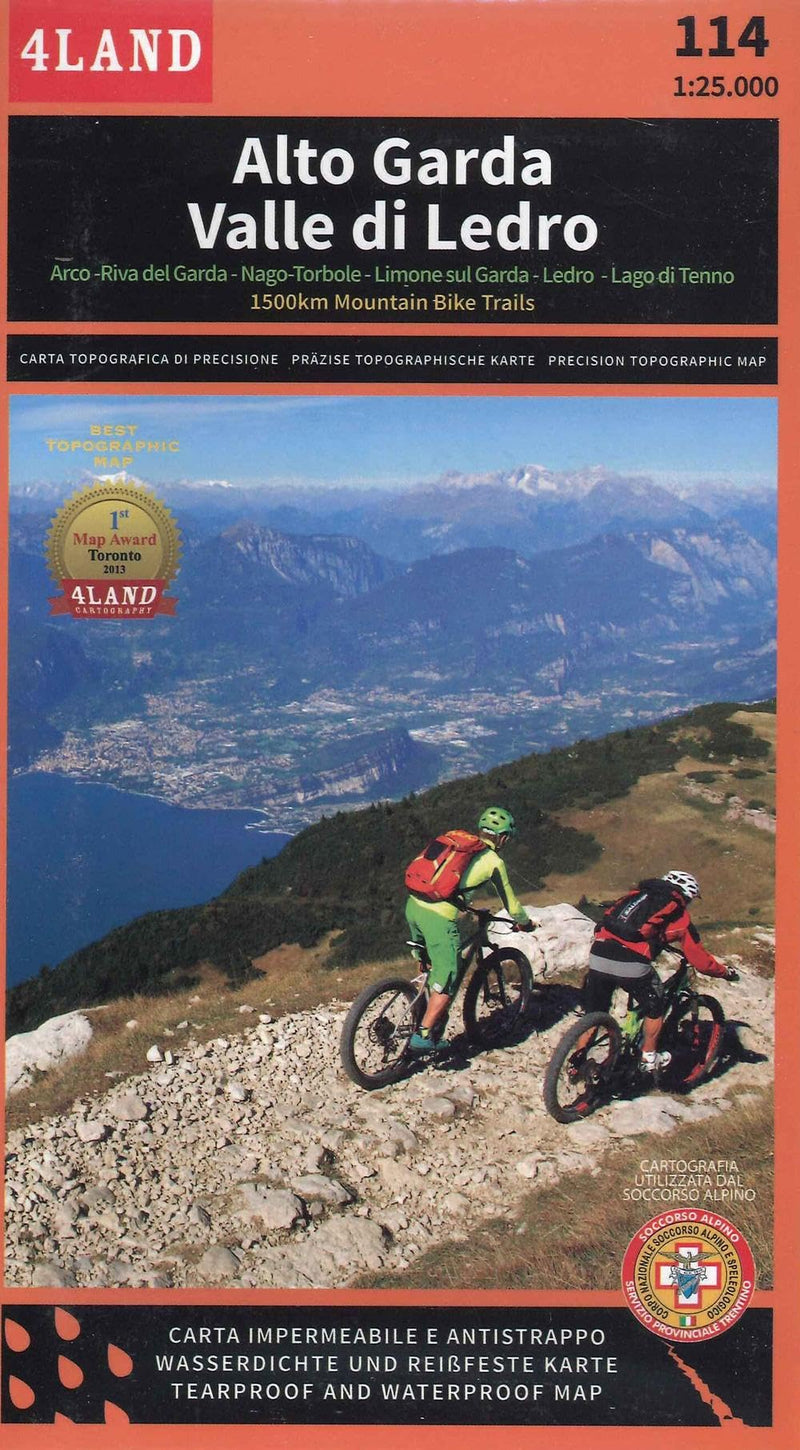 Alto Garda. Valle di Letro. Carta topografica di precisione 1:25.000 n. 114: 1500 KM MOUNTAINBIKE TRAILS