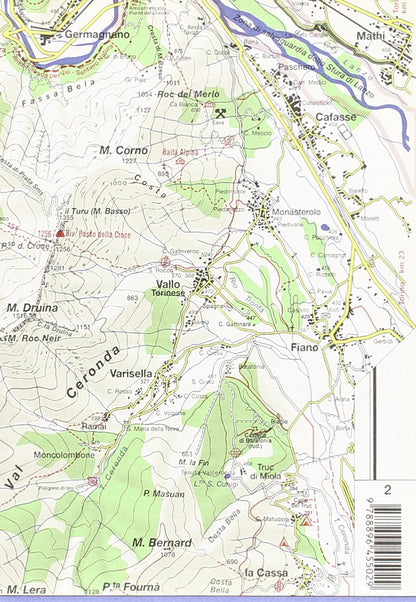 Carta n. 2 Valli di Lanzo e Moncenisio 1:50.000. Carta dei sentieri e dei rifugi