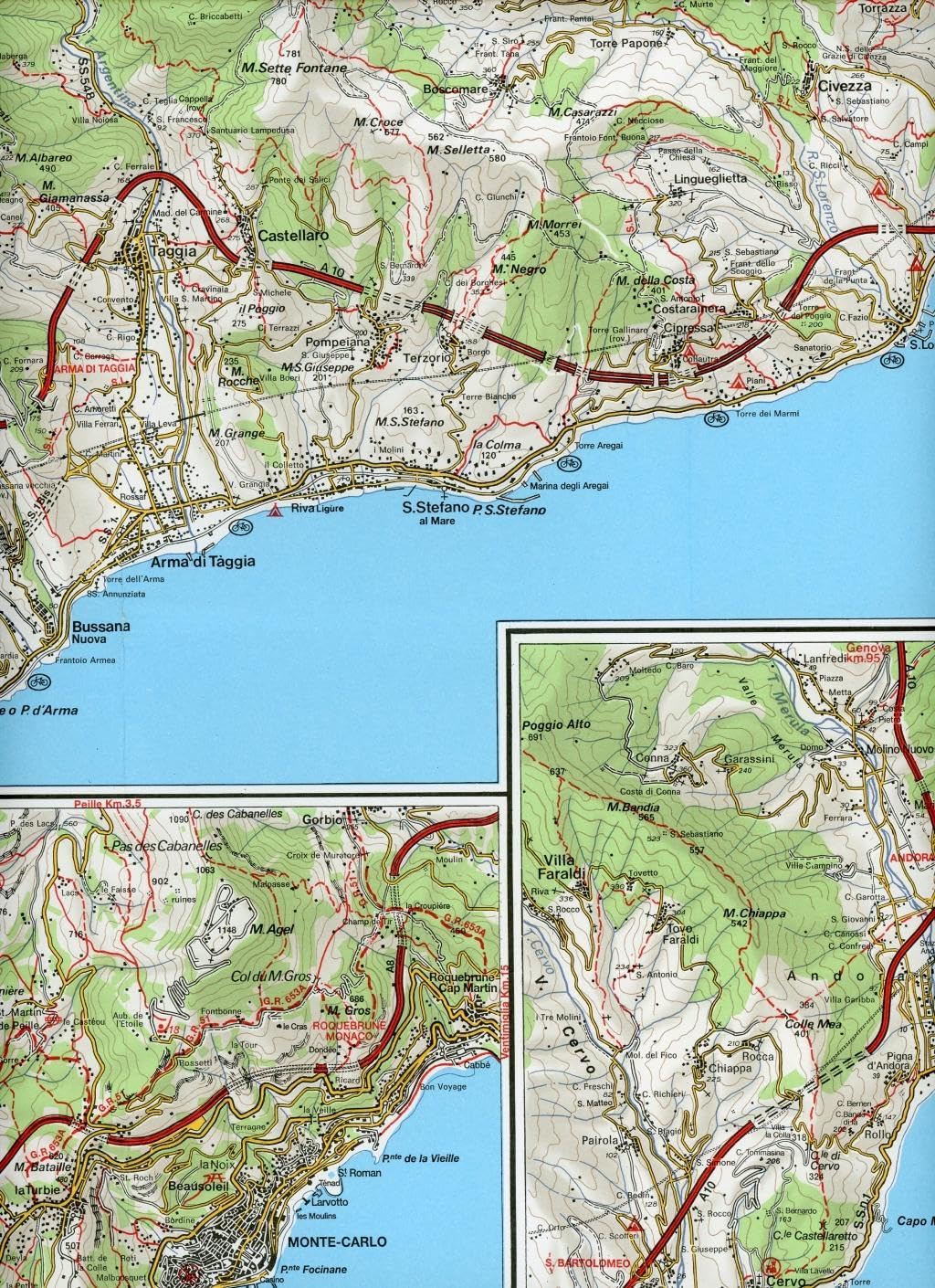Carte N. 14 San Remo, Imperia, Monte Carlo 1:50.000. Carta Dei Sentieri E Dei Rifugi