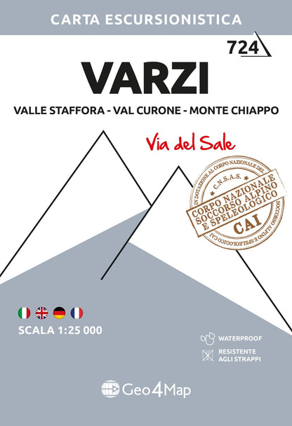 724 Varzi Valle Staffora - Val Curone - Monte Chiappo (Via Del Sale). Carta Escursionistica 1:25.000