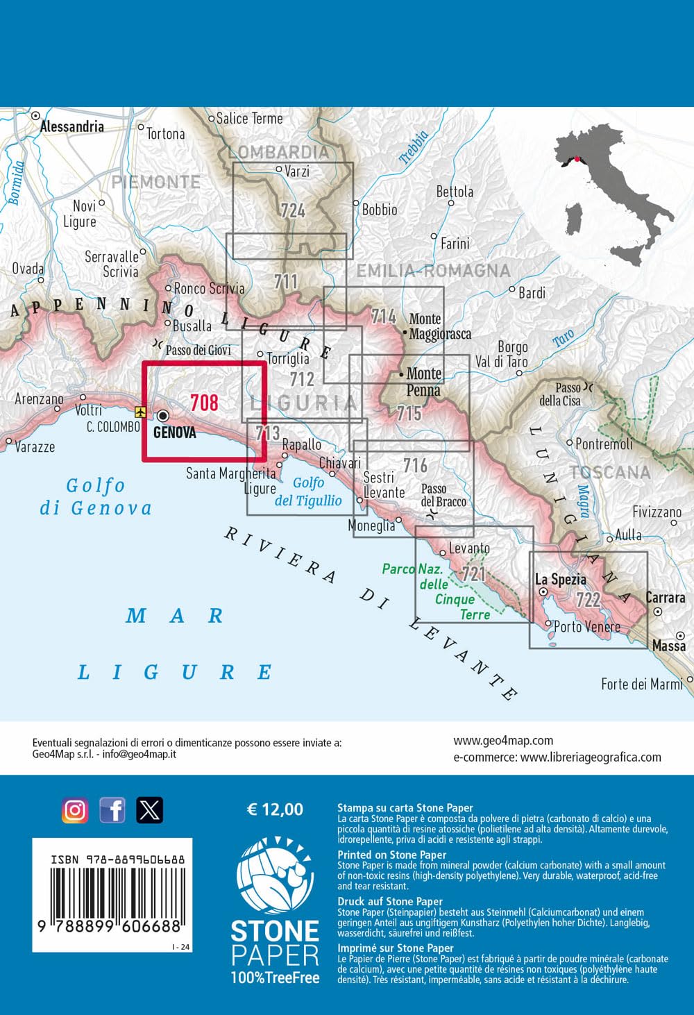 I Forti di Genova. Parco delle Mura, Val Bisagno, Golfo Paradiso. Carta escursionistica 1:25.000: I Forti di Genova-Golfo Paradiso 1:25000: 710