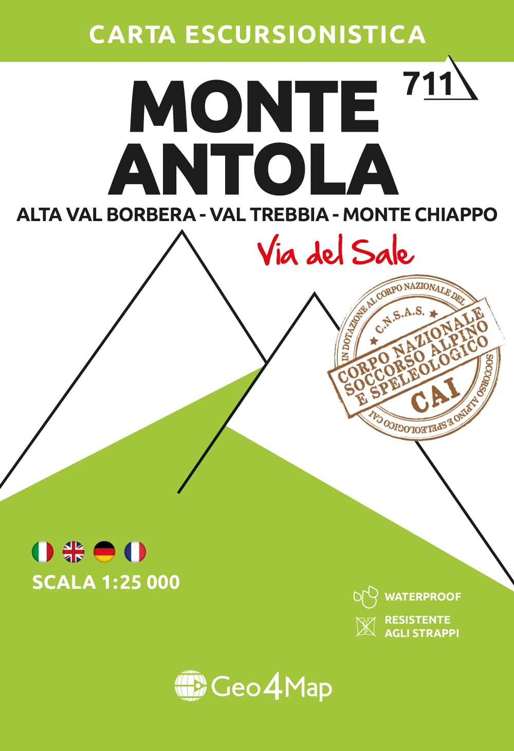 Monte Antola. Alta Val Borbera, Val Trebbia, Monte Chiappo. Carta escursionistica 1:25.000: Alta Val Trebbia 1:25000: 711