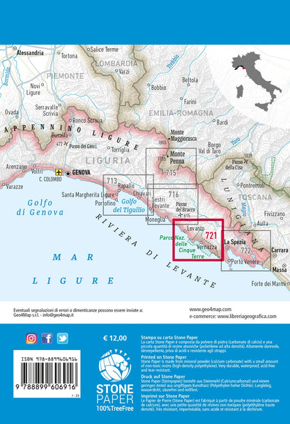 Cinque Terre: Bonassola, Vernazza, Levanto, Monterosso, Rio Maggiore 1:25.000: Wanderkarte 1:25000: 21