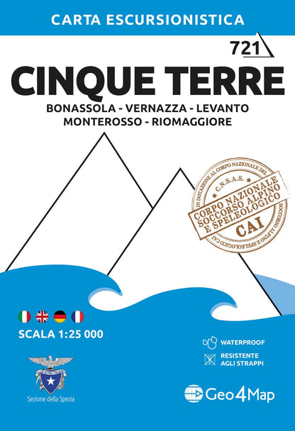 Cinque Terre: Bonassola, Vernazza, Levanto, Monterosso, Rio Maggiore 1:25.000: Wanderkarte 1:25000: 21