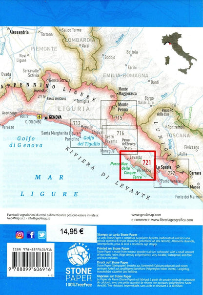 Cinque Terre: Bonassola, Vernazza, Levanto, Monterosso, Rio Maggiore 1:25.000: Wanderkarte 1:25000: 21