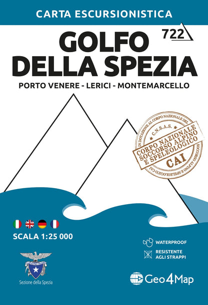 Golfo della Spezia: Porto Venere, Lerici, Montemarcello 1:25.000: Wanderkarte 1:25000: 722