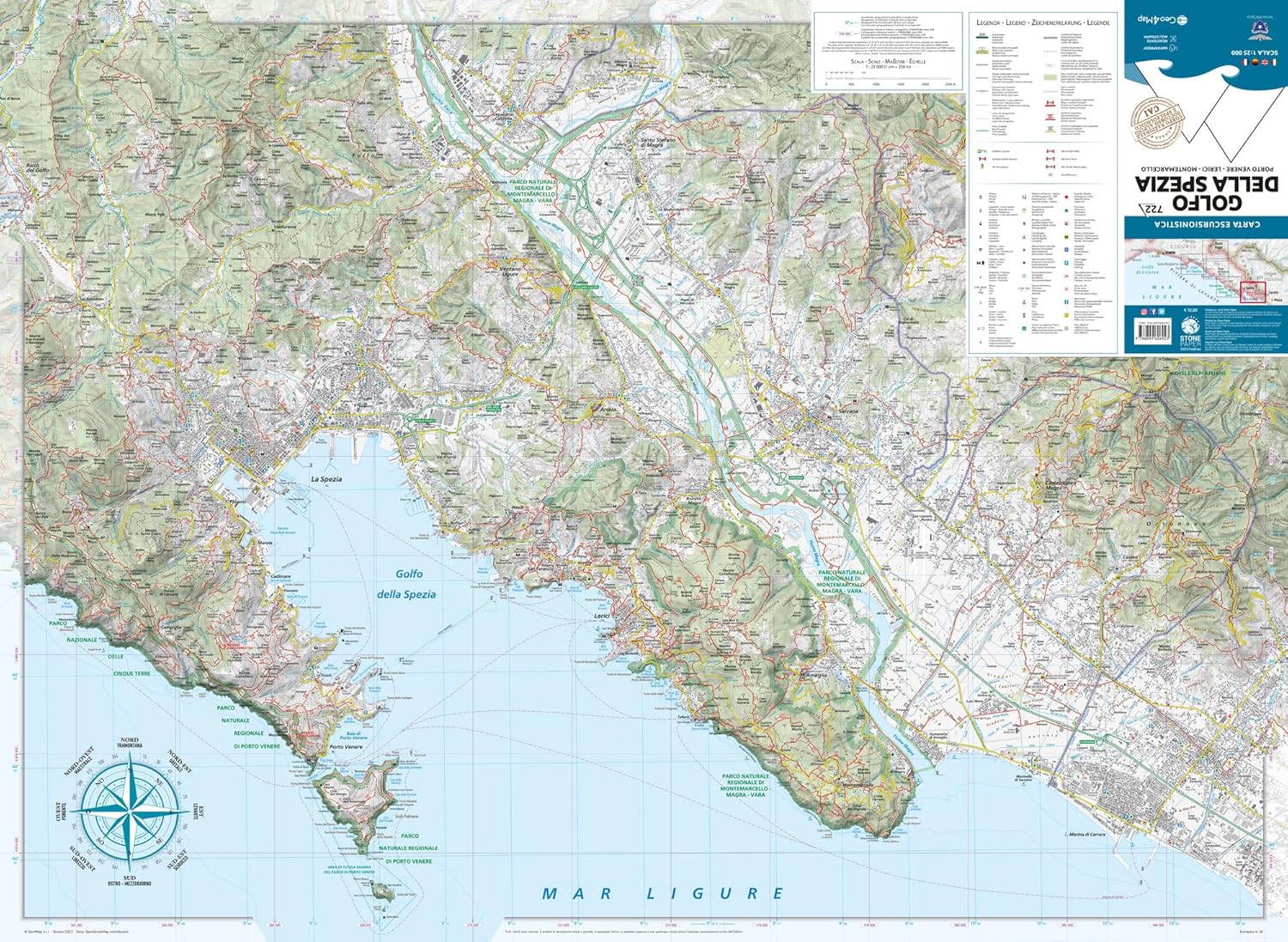 Golfo della Spezia: Porto Venere, Lerici, Montemarcello 1:25.000: Wanderkarte 1:25000: 722