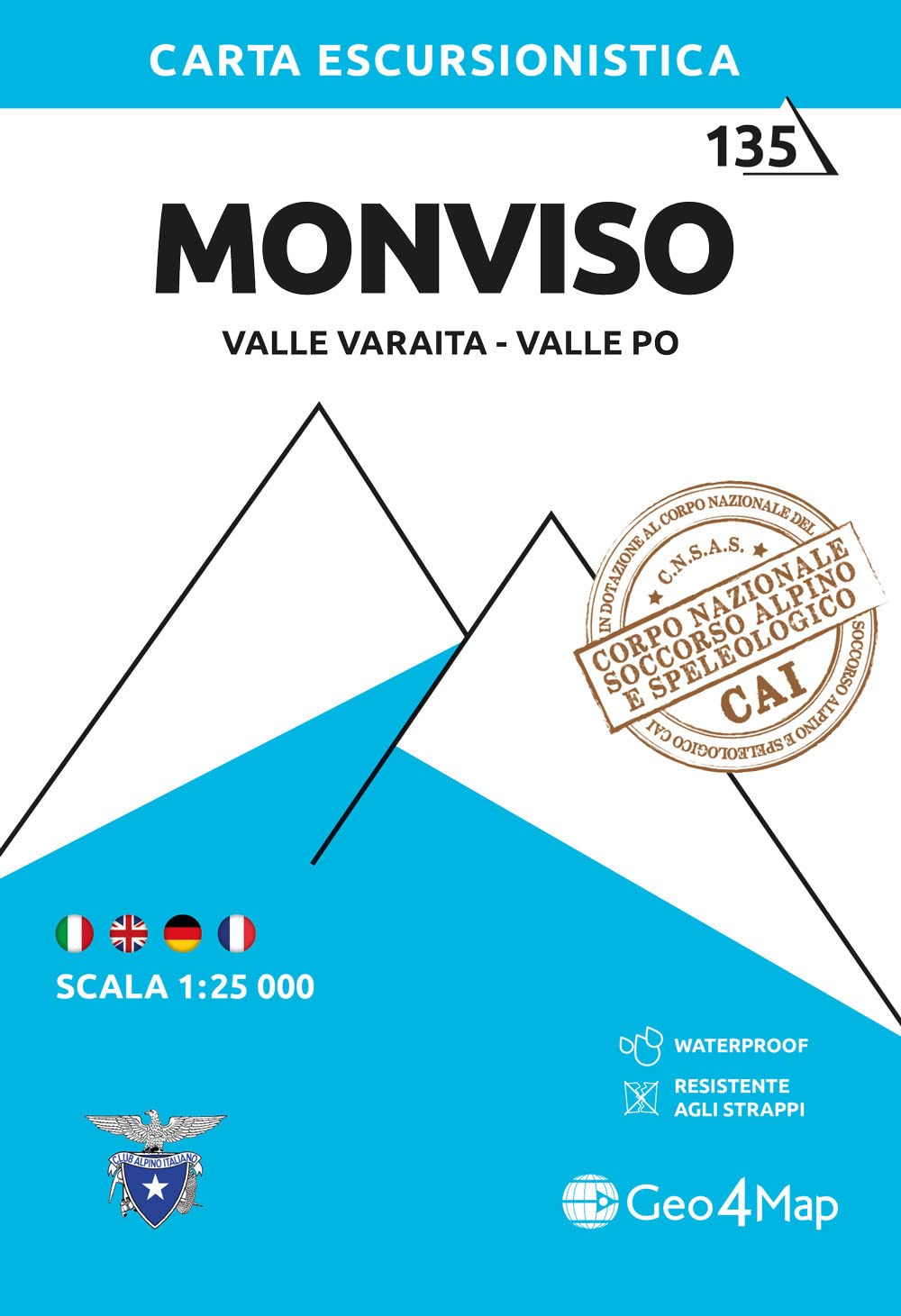 Monviso. Valle Varaita, Valle Po 1:25.000: Wanderkarte 1:25000: 135