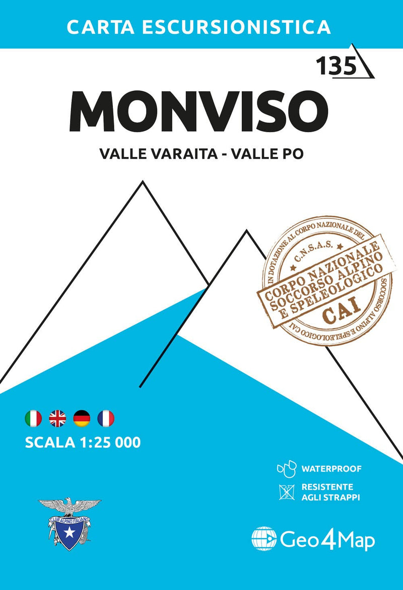 Monviso. Valle Varaita, Valle Po 1:25.000: Wanderkarte 1:25000: 135