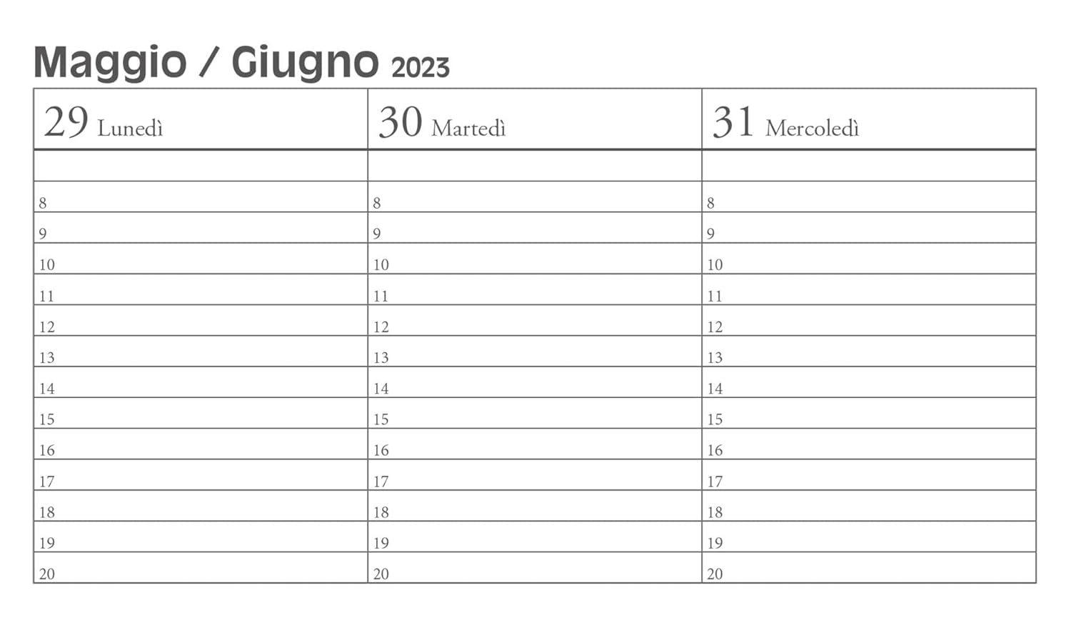 Mafalda. Agenda orizzontale 2023