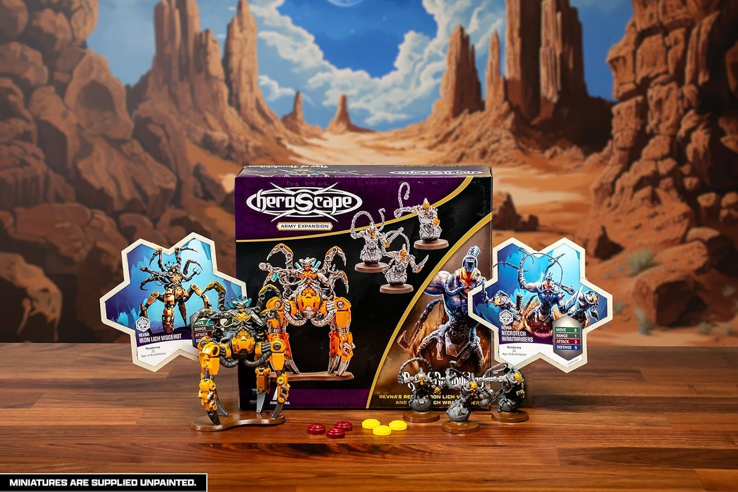 Renegade Game Studios | Heroscape: Revna’s Rebuke: Iron Lich Viscerot and Necrotech Wraithriders Army Expansion | Game Accessory | Ages 14+