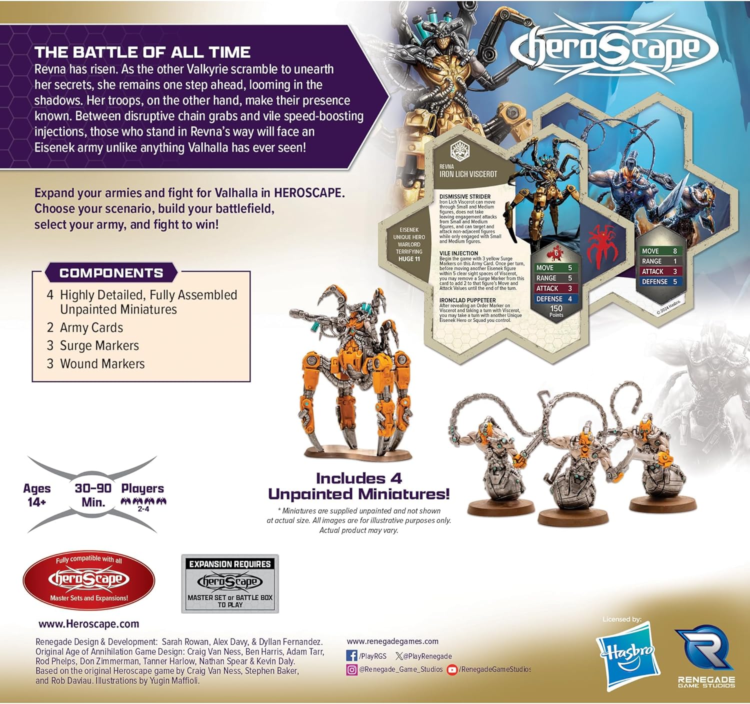 Renegade Game Studios | Heroscape: Revna’s Rebuke: Iron Lich Viscerot and Necrotech Wraithriders Army Expansion | Game Accessory | Ages 14+