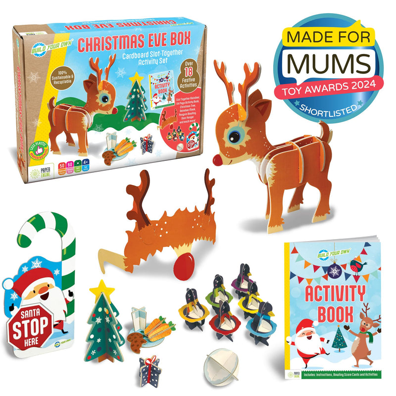 Build Your Own Christmas Eve Box - Includes Reindeer Kit, Activity Booklet, Door Hanger, Face Mask and Penguin Skittles - Ages 4+