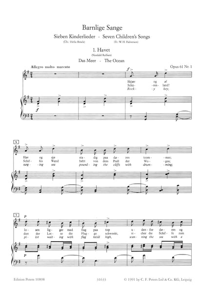 Grieg: 7 Children's Songs Op. 61 (Solo Voice or Upper Voice Choir and Piano) (EP10898)