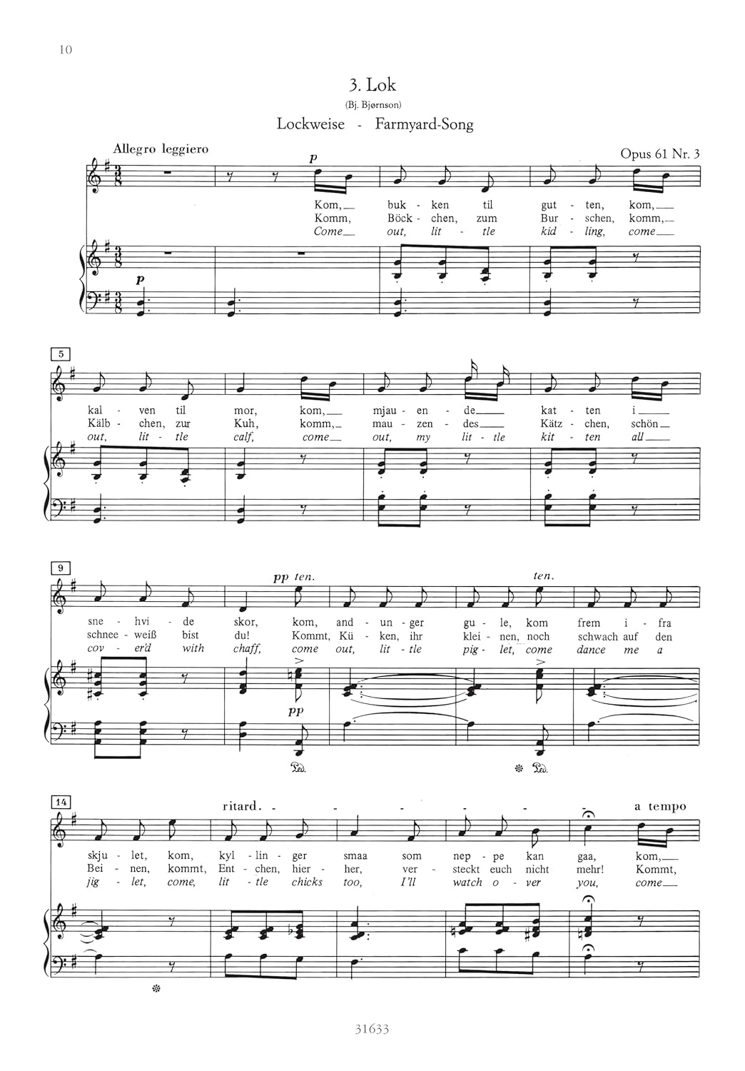 Grieg: 7 Children's Songs Op. 61 (Solo Voice or Upper Voice Choir and Piano) (EP10898)