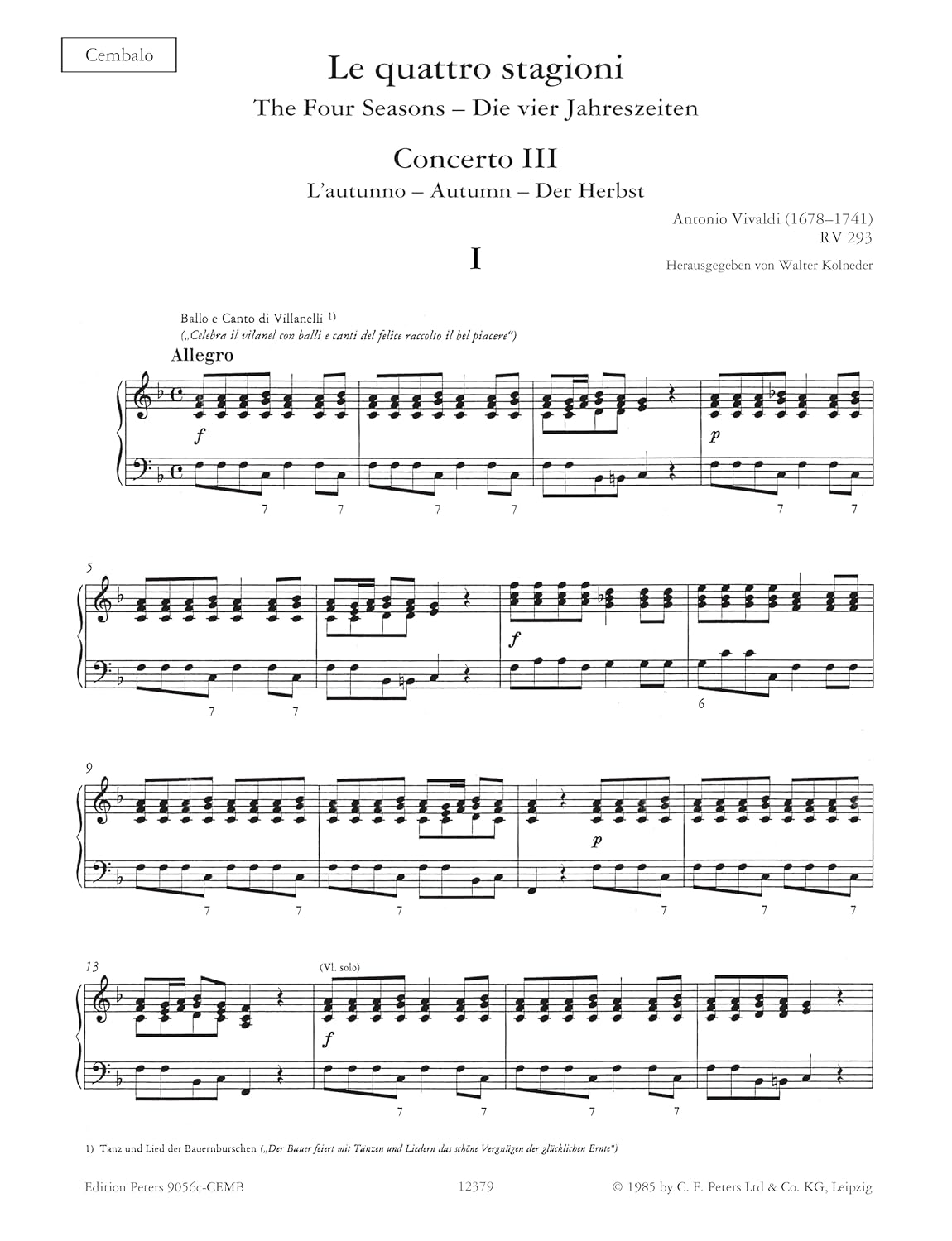 Four Seasons Concerti Op 8 No 3 In F Rv2